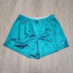Champion Authentic Teal Mesh Athletic Gym Shorts Womens Medium Elastic Waist 4"